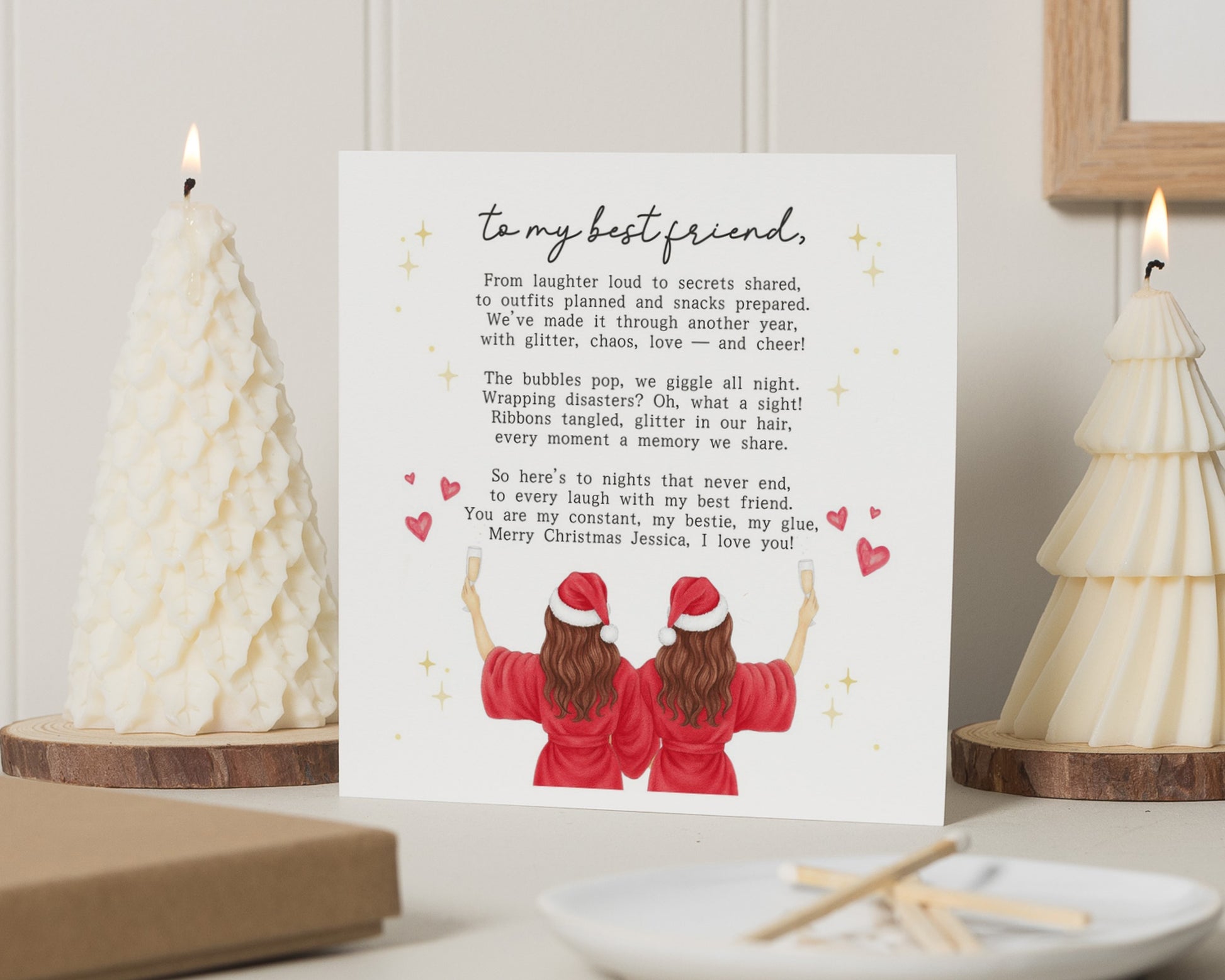 Christmas Card for Best Friend, Best Friend Christmas Card, Personalised Christmas Card for Her, Cute Christmas Card for Friend