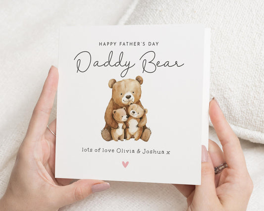 Fathers Day Card Daddy Bear, Fathers Day Card from Kids, Cute Bear Card, Personalised Fathers Day Card, Daddy Card, Fathers Day Gift