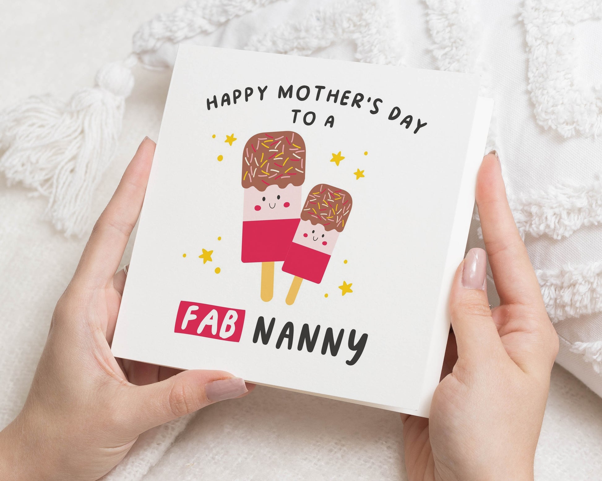 Mothers Day Card for Nanny, Funny Mothers Day Card, Fab Nanny Card, Cute Ice Lolly Card, Mothers Day Card for Grandma, Personalised Card