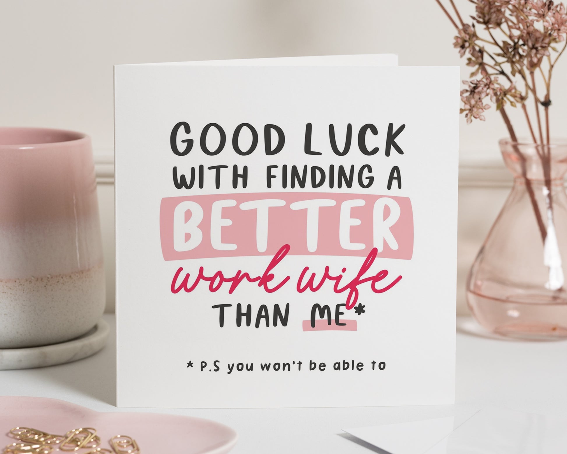 Good Luck Card for Colleague, Funny Leaving Card, Work Wife Card, Goodbye Card for Her, Colleague Leaving Card, Office Farewell Card