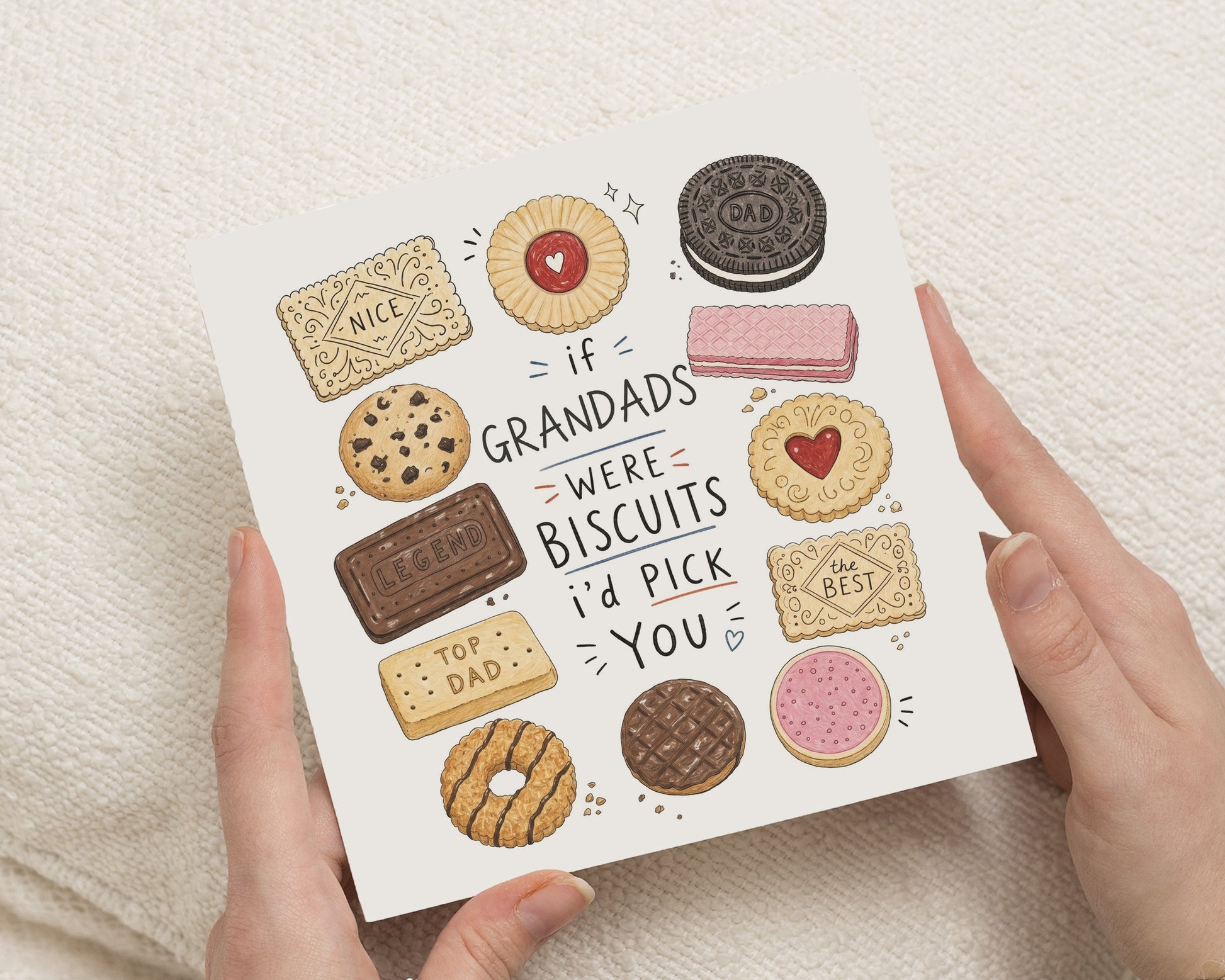 Fathers Day Card for Grandad, Grandad Card, Grandad Birthday Card, Funny Dad Card, Biscuit Card for Grandad, Cute Grandad Card