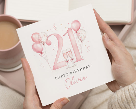 21st Birthday Card, Personalised 21st Birthday Card for Her, Birthday Card for Daughter, 21 Birthday Card, Champagne Birthday Card