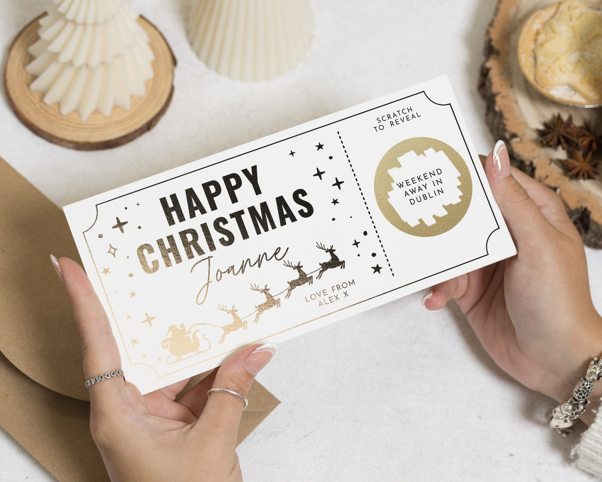Christmas Gift Voucher, Scratch To Reveal Weekend Away, Personalised Holiday Reveal Card, Secret Trip Gift Experience for Her or Him