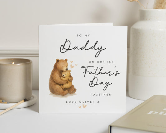Fathers Day Card for Daddy, 1st Fathers Day Card, Personalised Fathers Day Card, Bear Card, Fathers Day Card from Baby, Cute Daddy Card