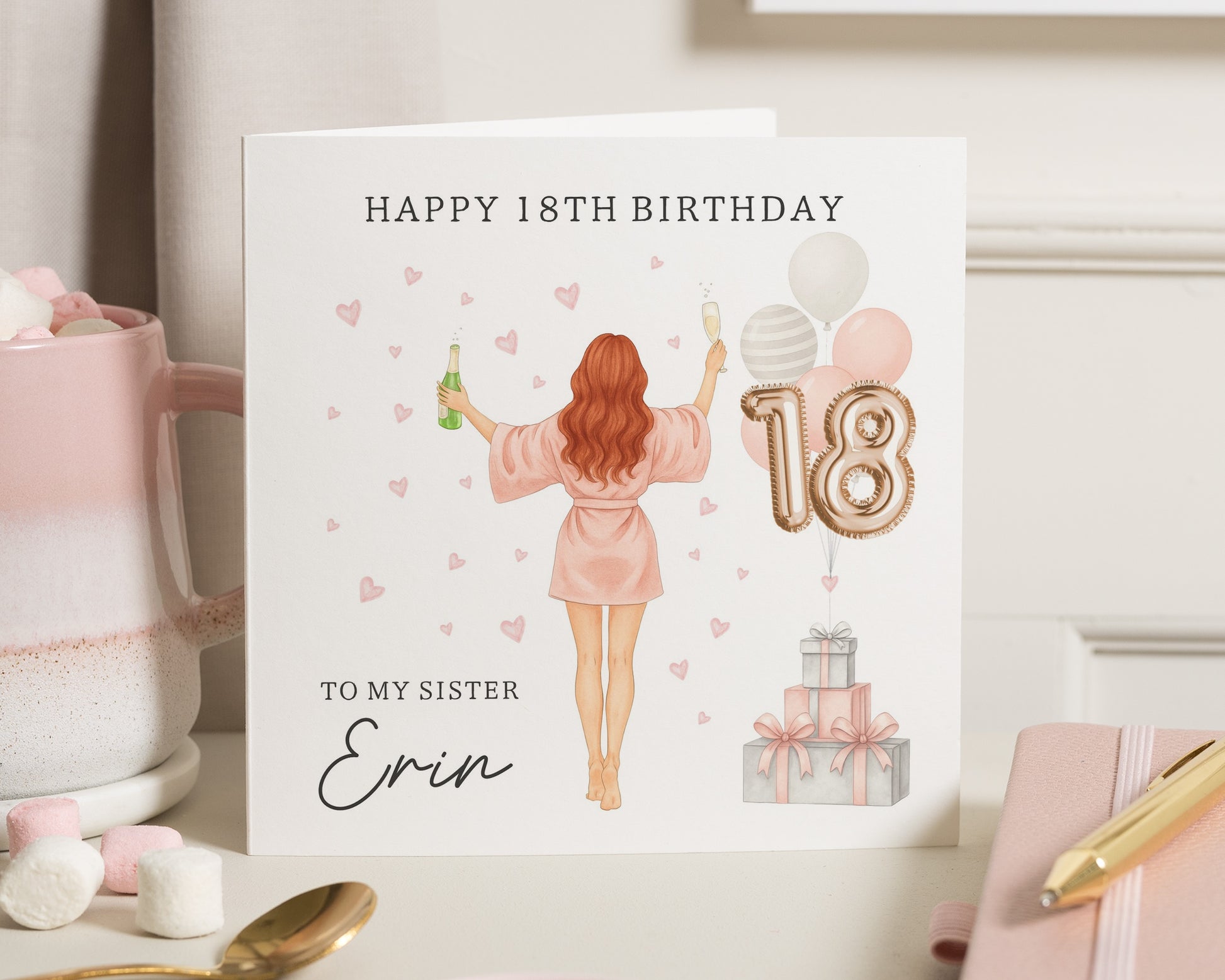18th Birthday Card for Sister, Personalised Birthday Card, Birthday Card for Her, Cute 18th Birthday Card, Sister Birthday Card