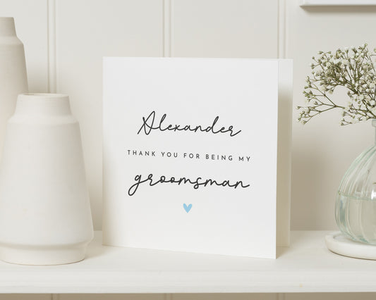 Groomsman Thank You Card, Personalised Groomsman Card, Wedding Party Thank You, Custom Bridal Party Card, Simple Wedding Card