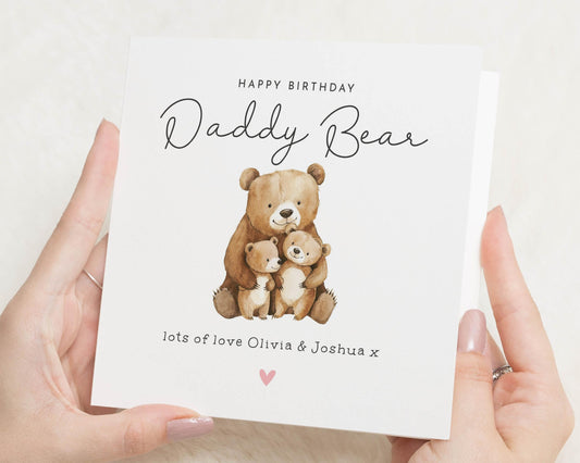 Birthday Card for Daddy, Daddy Bear Birthday Card, Personalised Birthday Card for Dad, Cute Bear Birthday Card, Birthday Card from Kids