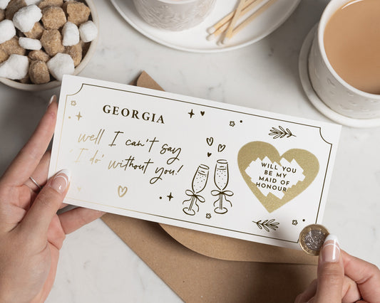 Personalised Maid Of Honour Proposal Card, Scratch To Reveal, Will You Be My Bridesmaid, Bridal Party Card