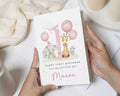 First Birthday Card for Girl, 1st Birthday Card, Personalised Birthday Card for Daughter, Granddaughter, Niece, Safari Birthday Card