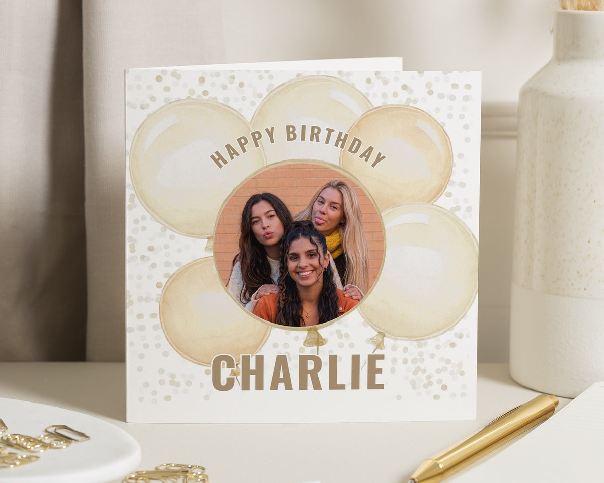Personalised Photo Birthday Card, Birthday Card for Friend, Best Friend Birthday Card, Birthday Card for Her, Balloon Birthday Card