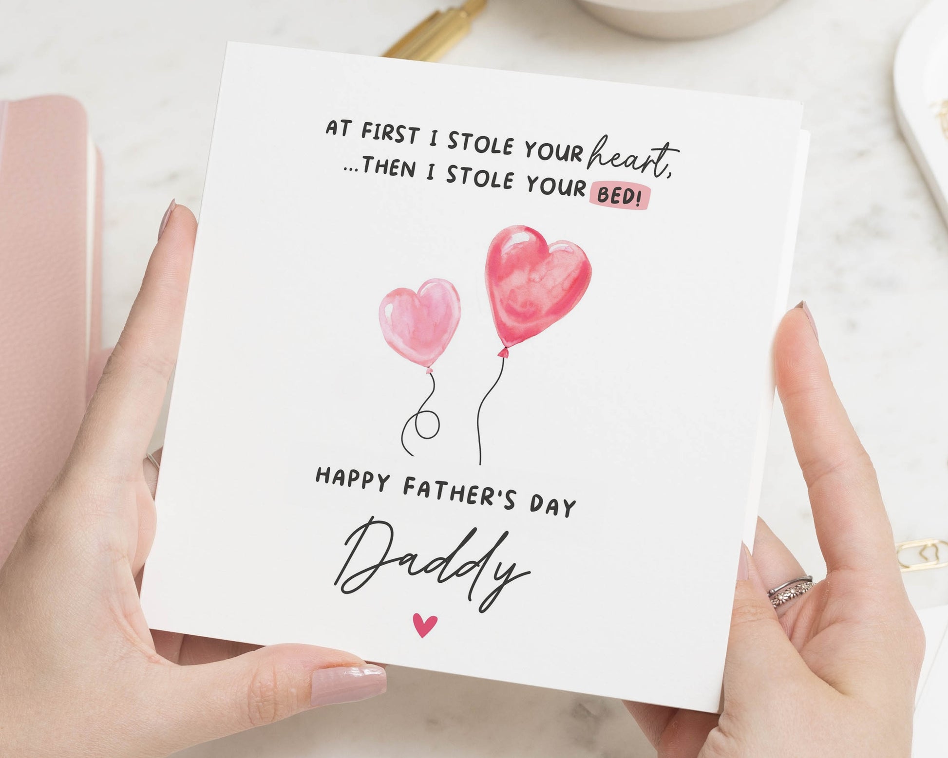 Fathers Day Card for Daddy, Cute Fathers Day Card from Baby, Heart Balloon Fathers Day Card, Funny Fathers Day Card for Dad
