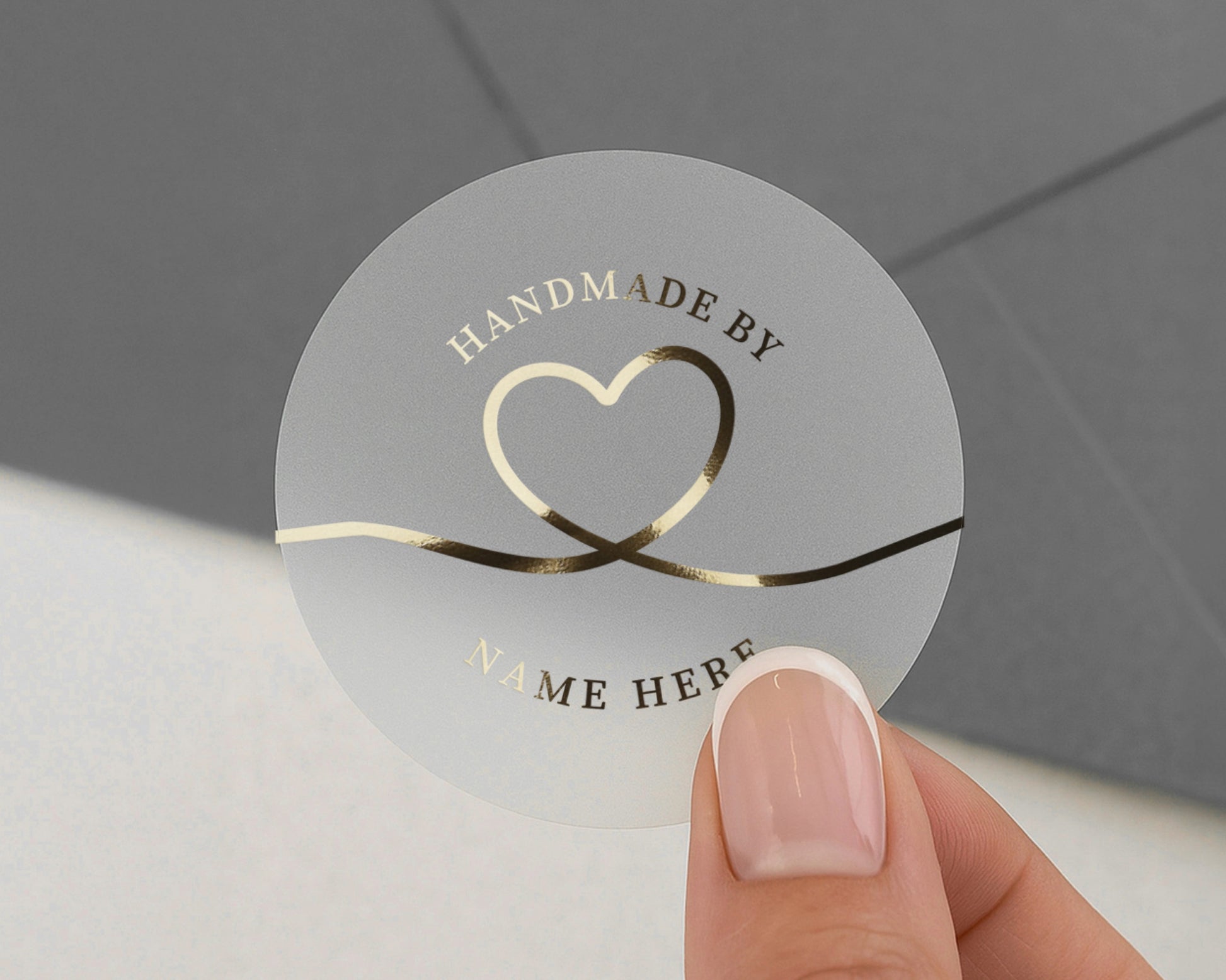 Handmade By Stickers, Personalised Foil Stickers, Custom Business Labels, Gold Foil Stickers, Handmade Packaging Stickers