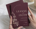 Gold Foil Wedding Invitations, Burgundy Champagne Tower Wedding Invites, Elegant Personalised Wedding Invitation