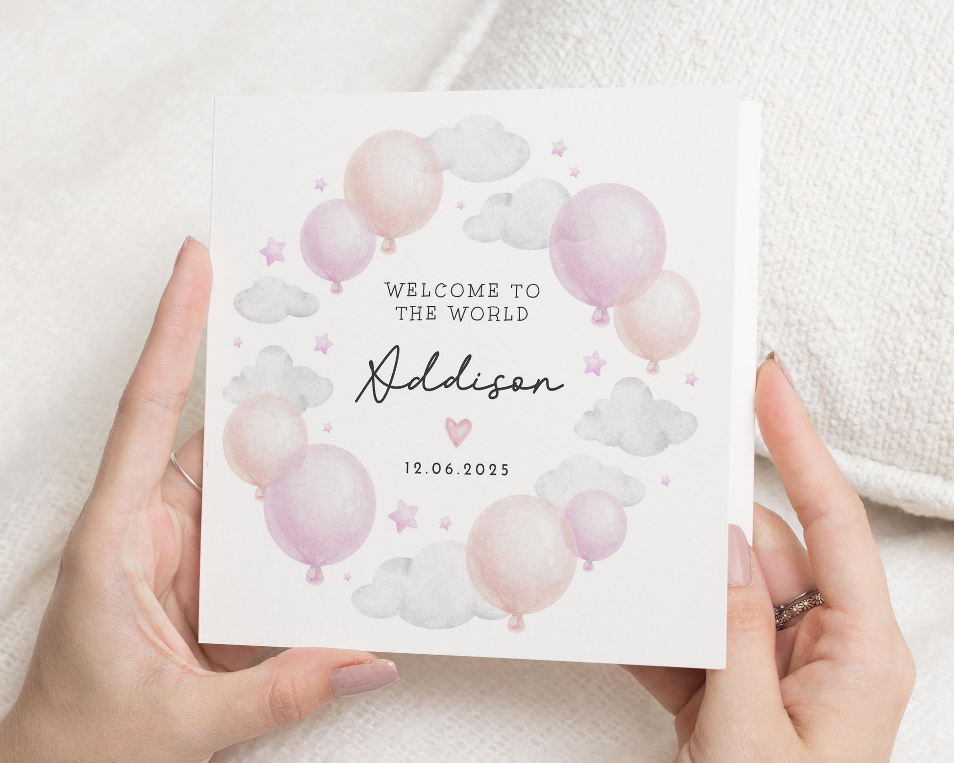 New Baby Card, Personalised Baby Card, Welcome To The World Card, Baby Girl Card, Custom Name Card, Baby Shower Card, Newborn Card
