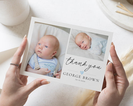 Personalised Baby Thank You Cards, Photo Thank You Card, Birth Announcement Card, Minimal Baby Thank You Cards, New Baby Thank You Card