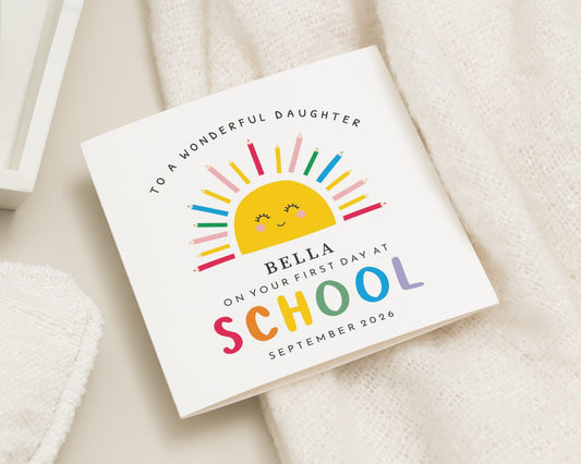 Daughter First Day at School Card, Good Luck Card for Daughter, Personalised School Card, Back to School Card, Starting School Card