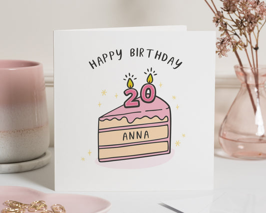 Personalised 20th Birthday Card, Daughter Birthday Card, Birthday Card for Friend, Birthday Card for Her, Custom Name Age Card