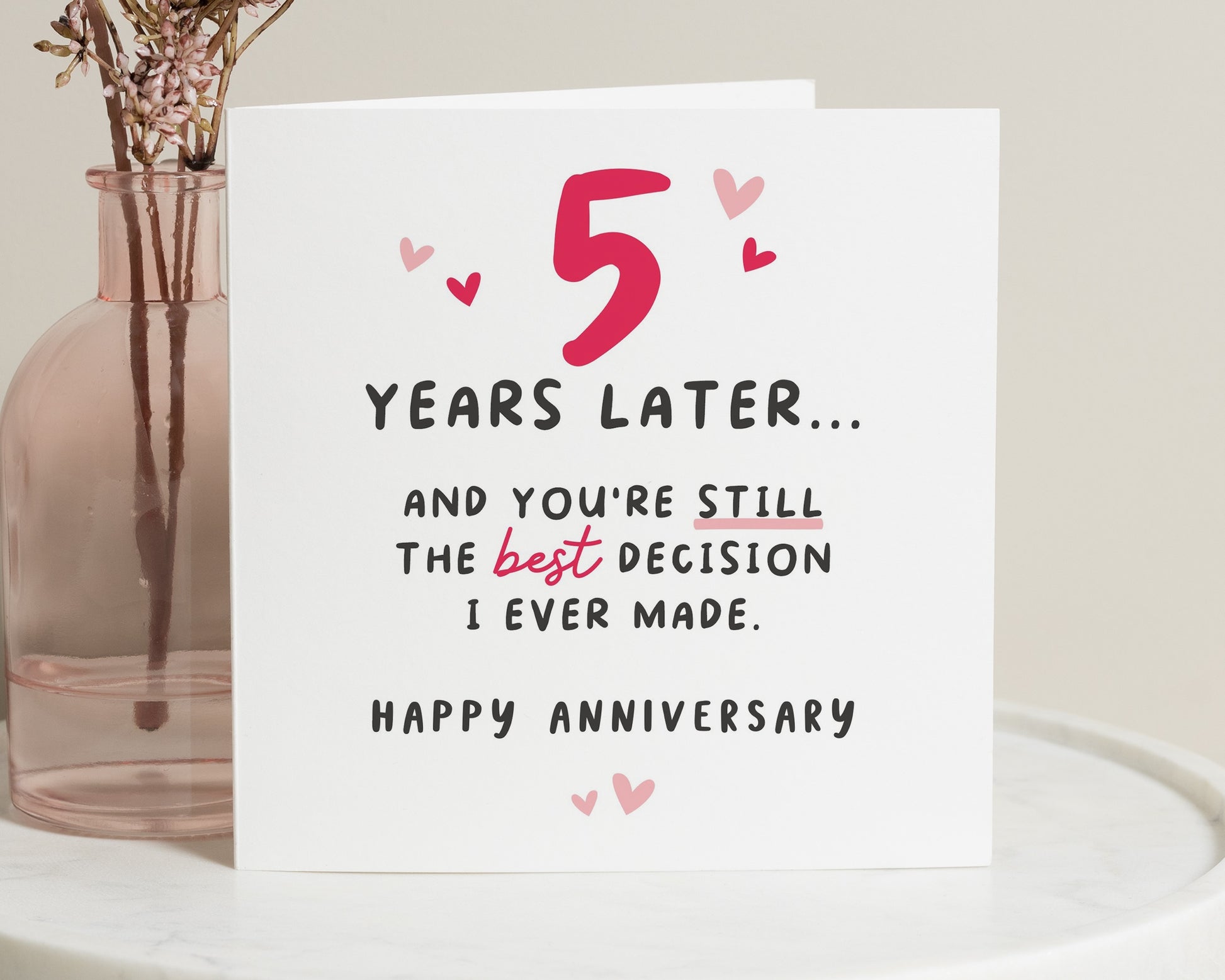 Anniversary Card, 5th Anniversary Card, Anniversary Card for Husband, Wife, Funny Anniversary Card, Romantic Card, Personalised Card