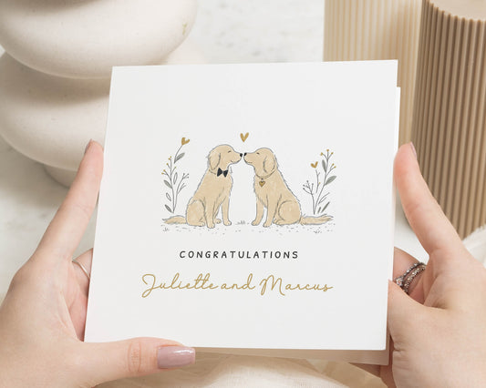 Personalised Congratulations Card, Engagement Card for Couple, Wedding Card, Dog Lovers Card, Newly Engaged Card, Cute Dog Card