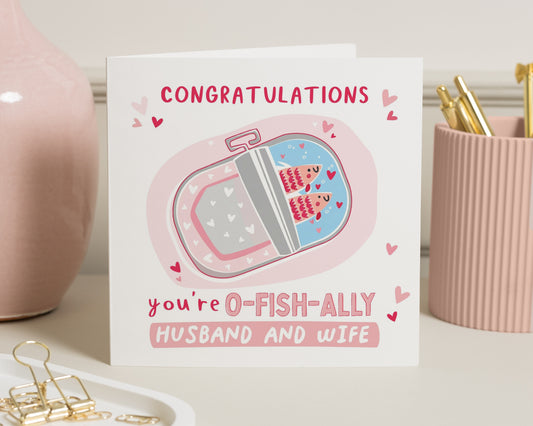 Congratulations Card, Wedding Card, Husband and Wife Card, Funny Wedding Card, O Fish Ally Card, Cute Wedding Card, Newlyweds Card