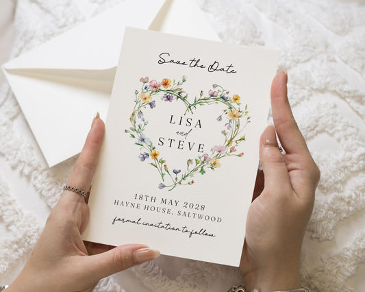 Personalised Save the Date Card, Wedding Save the Date Card, Wildflower Save the Date Cards, Floral Save the Date, Simple Save the Date