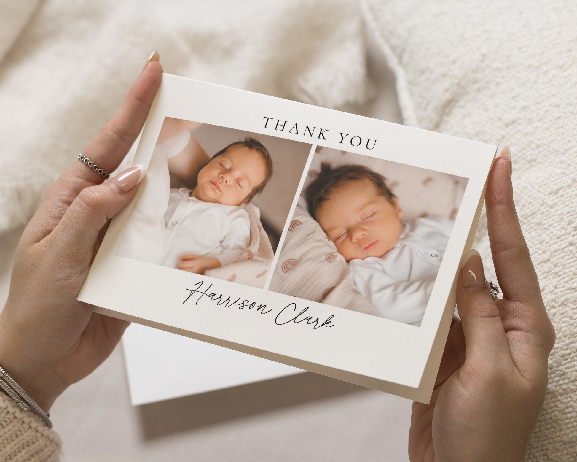 Personalised Baby Thank You Cards, Photo Baby Thank You Card, Birth Announcement Card, Minimal New Baby Thank You Cards, A6 5x7