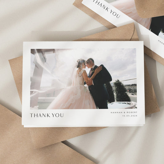 Wedding Thank You Cards, Folded Thank You Cards Wedding, Post Card Wedding Thank You, Thank You Wedding Card, Simple Wedding Card With Photo