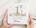 1st Birthday Card for Boy, Safari Birthday Card, Personalised First Birthday Card, 1st Birthday Card for Son, Cute Animal Birthday Card