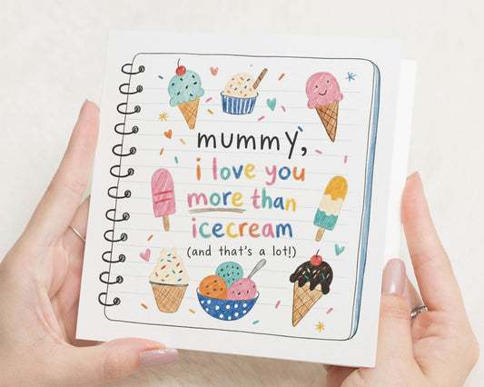 Birthday Card for Mum, Mummy Birthday Card, Birthday Card from Kids, Mothers Day Card for Mummy, Cute Ice Cream Card for Mum