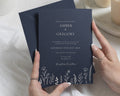 Navy Blue Wedding Invitations, Wildflower Wedding Invites, Elegant Botanical Wedding Stationery, Personalised Invitation Suite