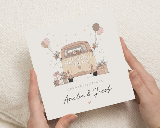 Personalised Wedding Card, Wedding Congratulations Card, Just Married Card, Wedding Card for Couple, Newlywed Card, Custom Wedding Card