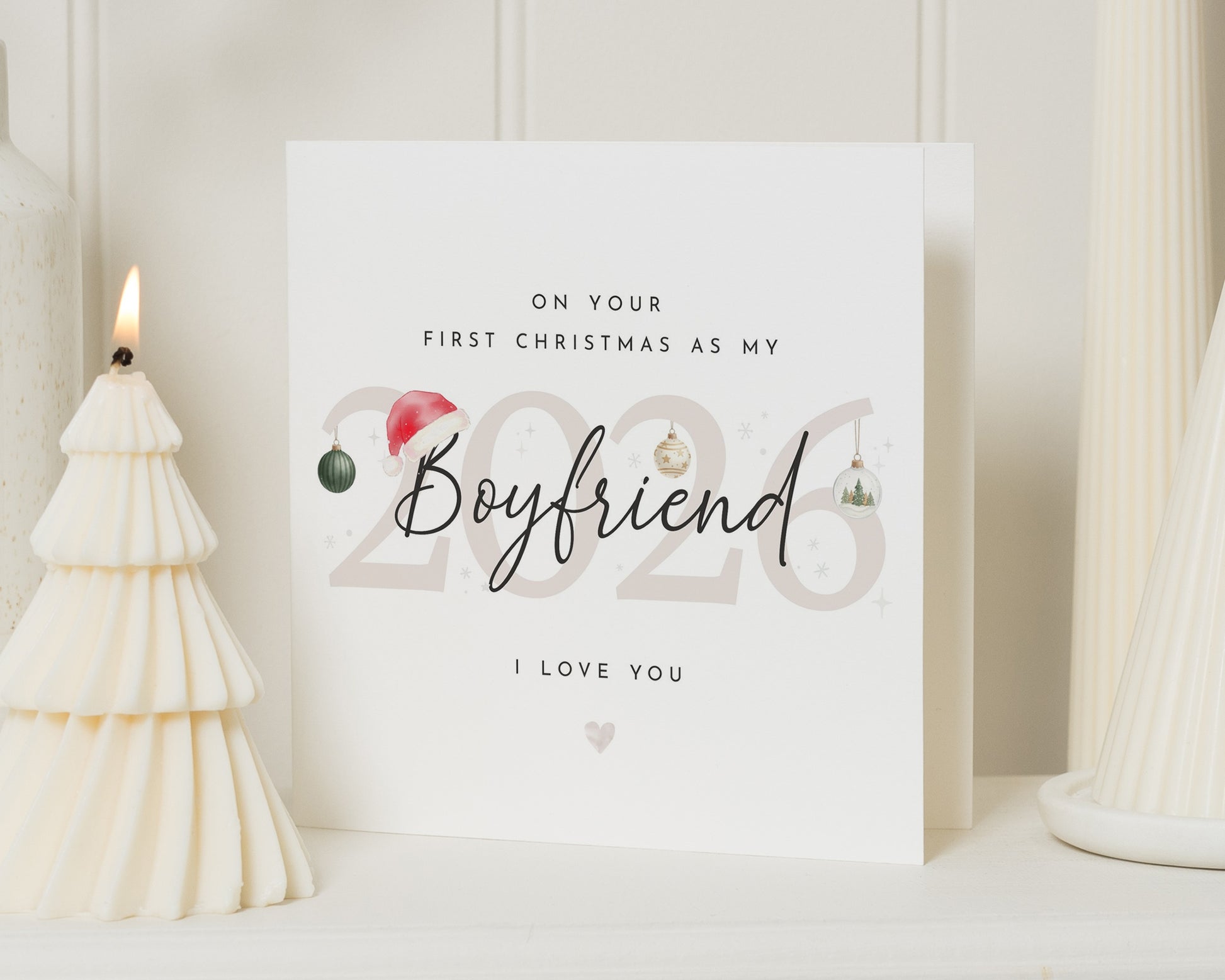 First Christmas Card for Boyfriend, Boyfriend Christmas Card, 1st Christmas as My Boyfriend Card, Romantic Christmas Card for Him