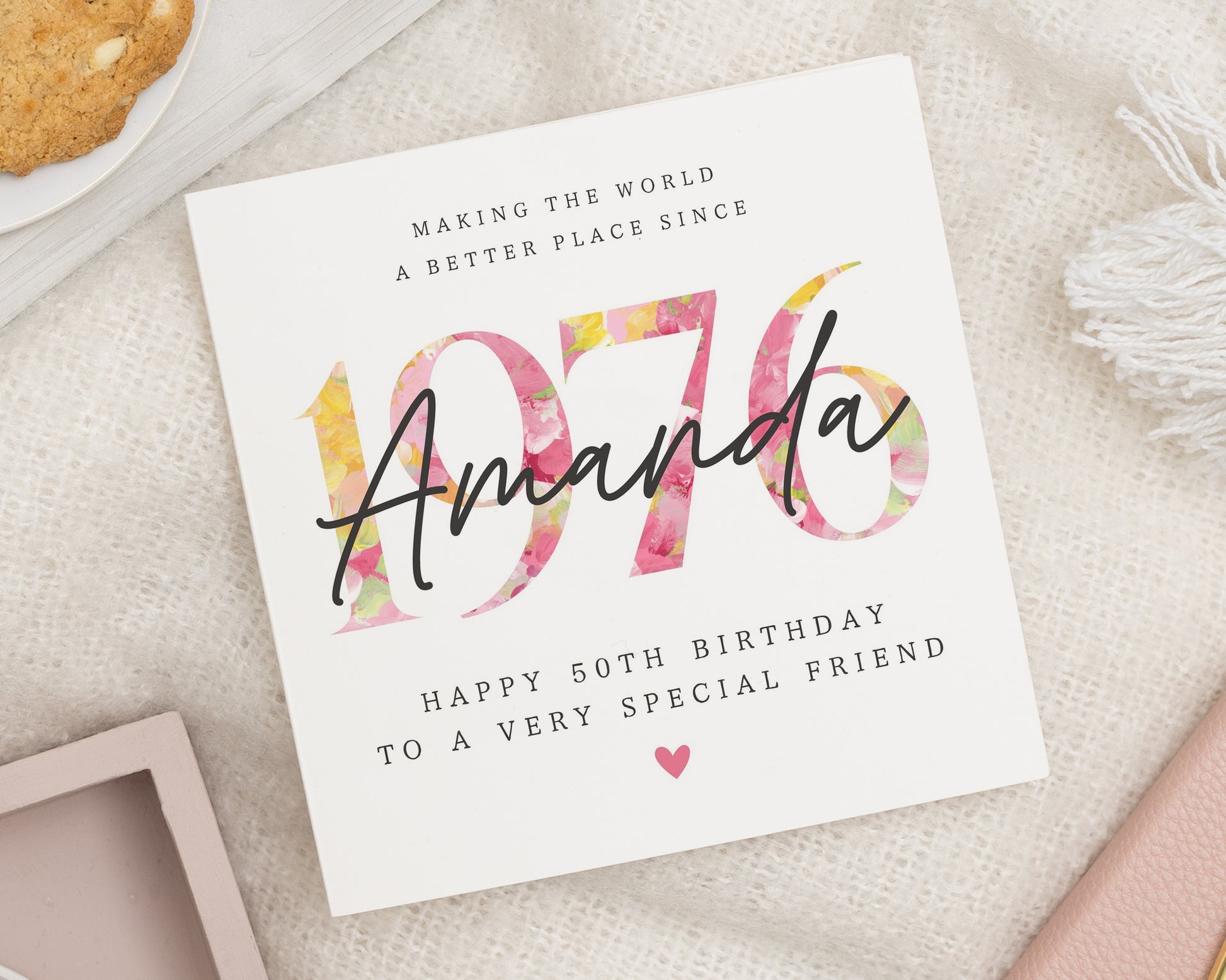 50th Birthday Card for Friend, Personalised 50th Birthday Card, Birthday Card for Her, Special Friend Birthday Card, Custom Name Card