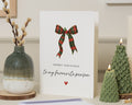 Christmas Card for Favourite Person, Merry Christmas Card, Christmas Card for Her, Christmas Card for Him, Tartan Bow Christmas Card