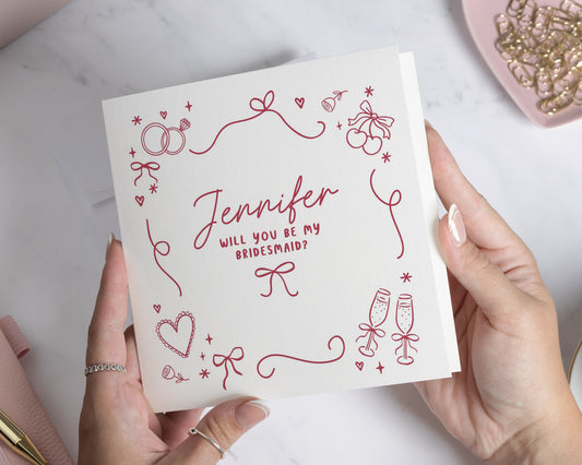 Bridesmaid Proposal Card, Will You Be My Bridesmaid Card, Personalised Wedding Party Card, Custom Bridesmaid Card, Bridal Party Invite