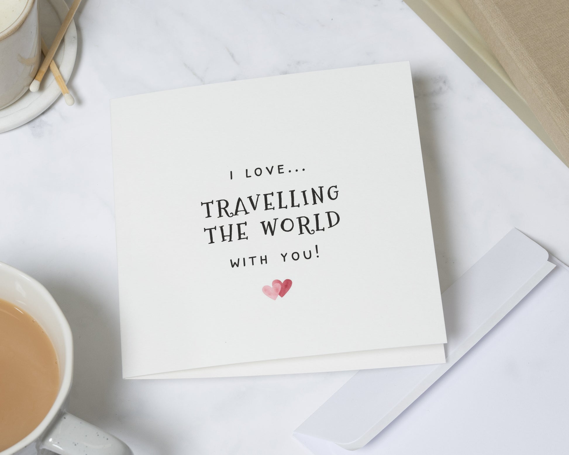 Romantic Card for Partner, I Love Travelling the World with You Card, Anniversary Card, Valentines Day Card, Cute Love Card