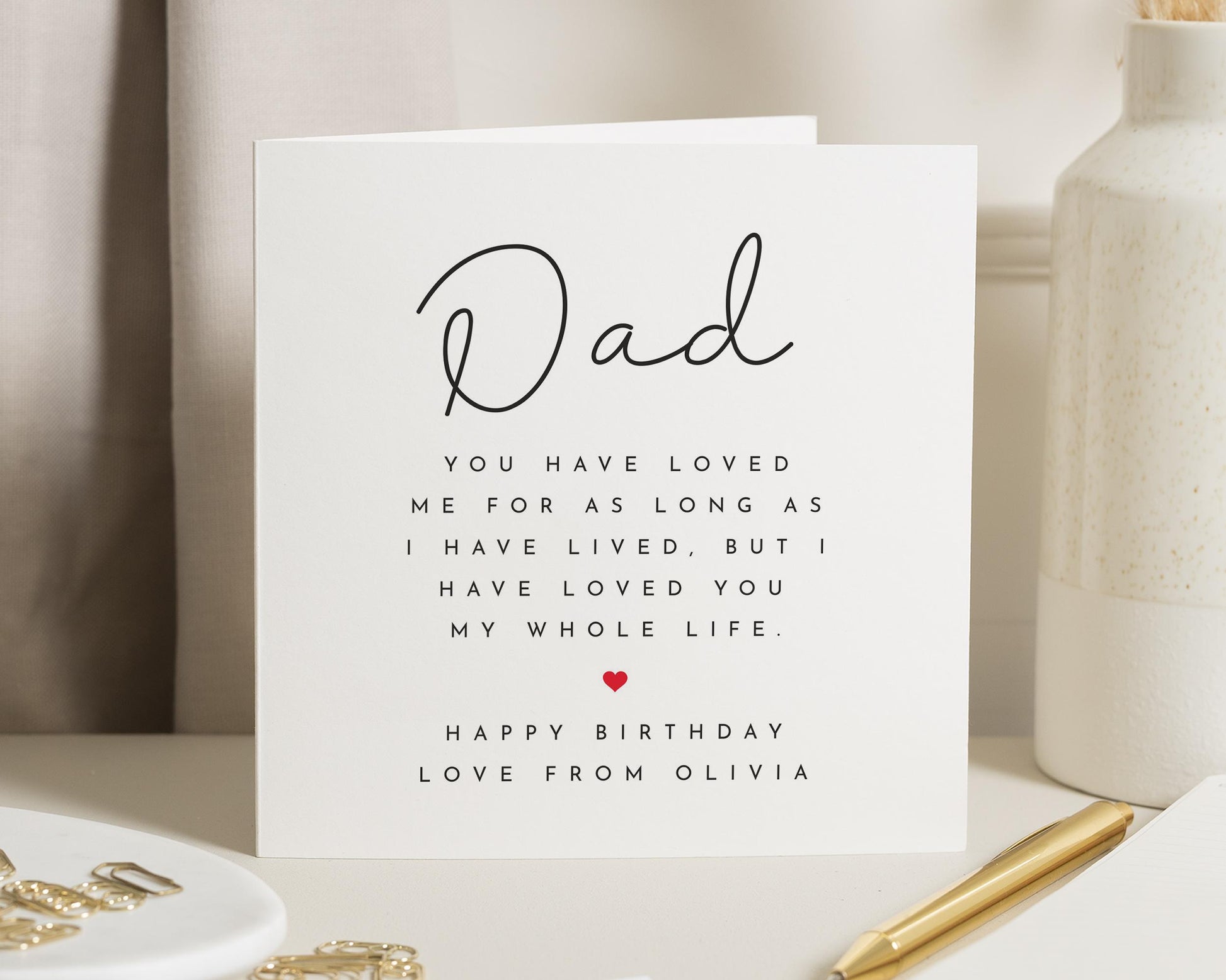 Birthday Card for Dad, Dad Birthday Card, Birthday Card from Daughter, Personalised Birthday Card for Him, Simple Birthday Card