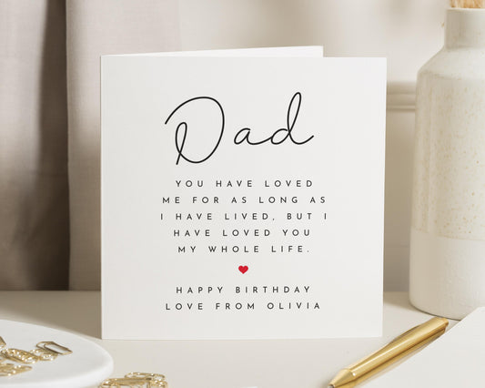 Birthday Card for Dad, Dad Birthday Card, Birthday Card from Daughter, Personalised Birthday Card for Him, Simple Birthday Card