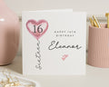 16th Birthday Card for Girl, Personalised Sixteenth Birthday Card, Custom 16th Birthday Card, Heart Balloon Birthday Card for Daughter