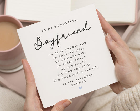 Birthday Card for Boyfriend, Personalised Birthday Card for Him, Romantic Birthday Card, Cute Birthday Card for Men, Poem Card