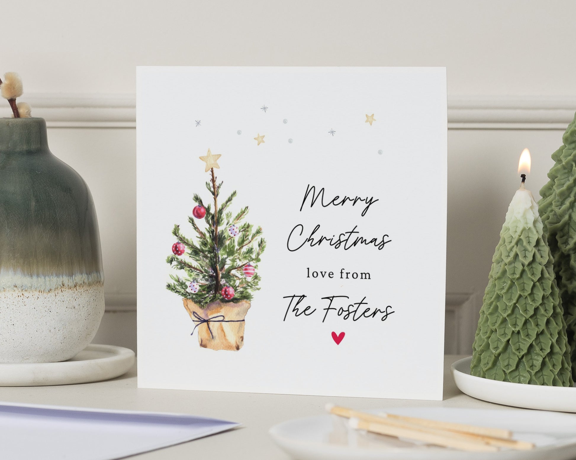 Personalised Christmas Card, Square Christmas Card, Family Christmas Card, Custom Name, Merry Christmas Card, Personalised Card