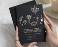 Gold Foil Wedding Invitations, Black Wedding Invites, Illustrated Celebration Wedding Invitation, Personalised Modern Invite