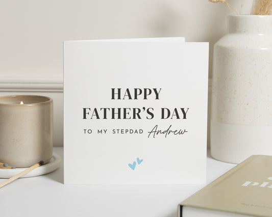 Fathers Day Card for Stepdad, Personalised Fathers Day Card, Fathers Day Card from Child, Custom Stepdad Card, Simple Fathers Day Card