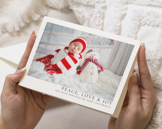 Personalised Photo Christmas Card, Pack of Christmas Cards, Pack of 10, 20, 50 or 100, Baby Christmas Card, Folded Christmas Card