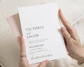 Minimalist Wedding Invitations, Simple Black and White Wedding Invites, Blush Pink Envelope, Elegant Personalised Invitation Suite