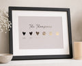 Personalised Gold Foil Family Print, Blush Pink Wall Art, Family Name Print with Pets, Gift for Family, New Home Gift