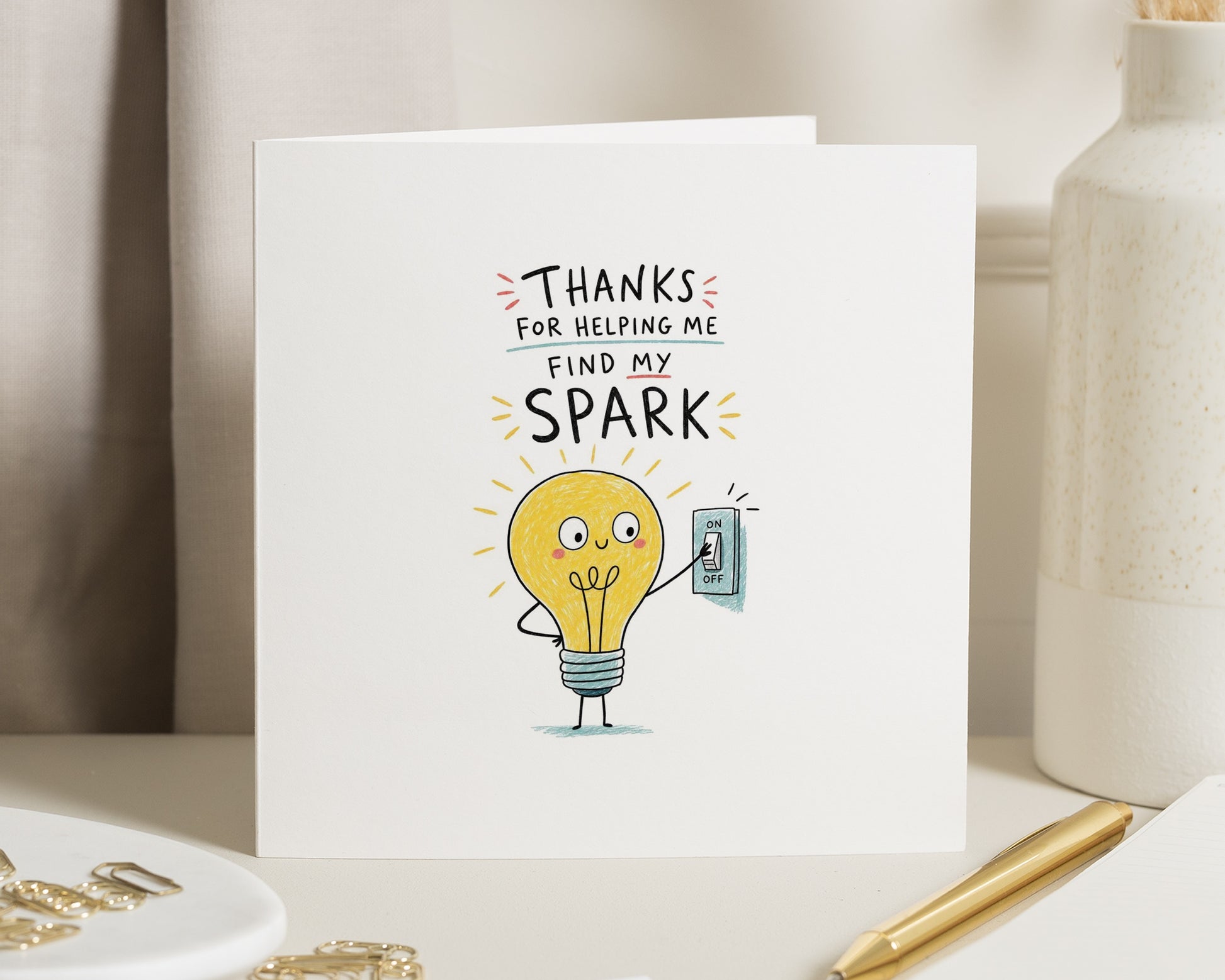 Teacher Thank You Card, Thank You Card for Teacher, Teaching Assistant Card, Tutor Thank You Card, School Thank You Card, Light Bulb Card