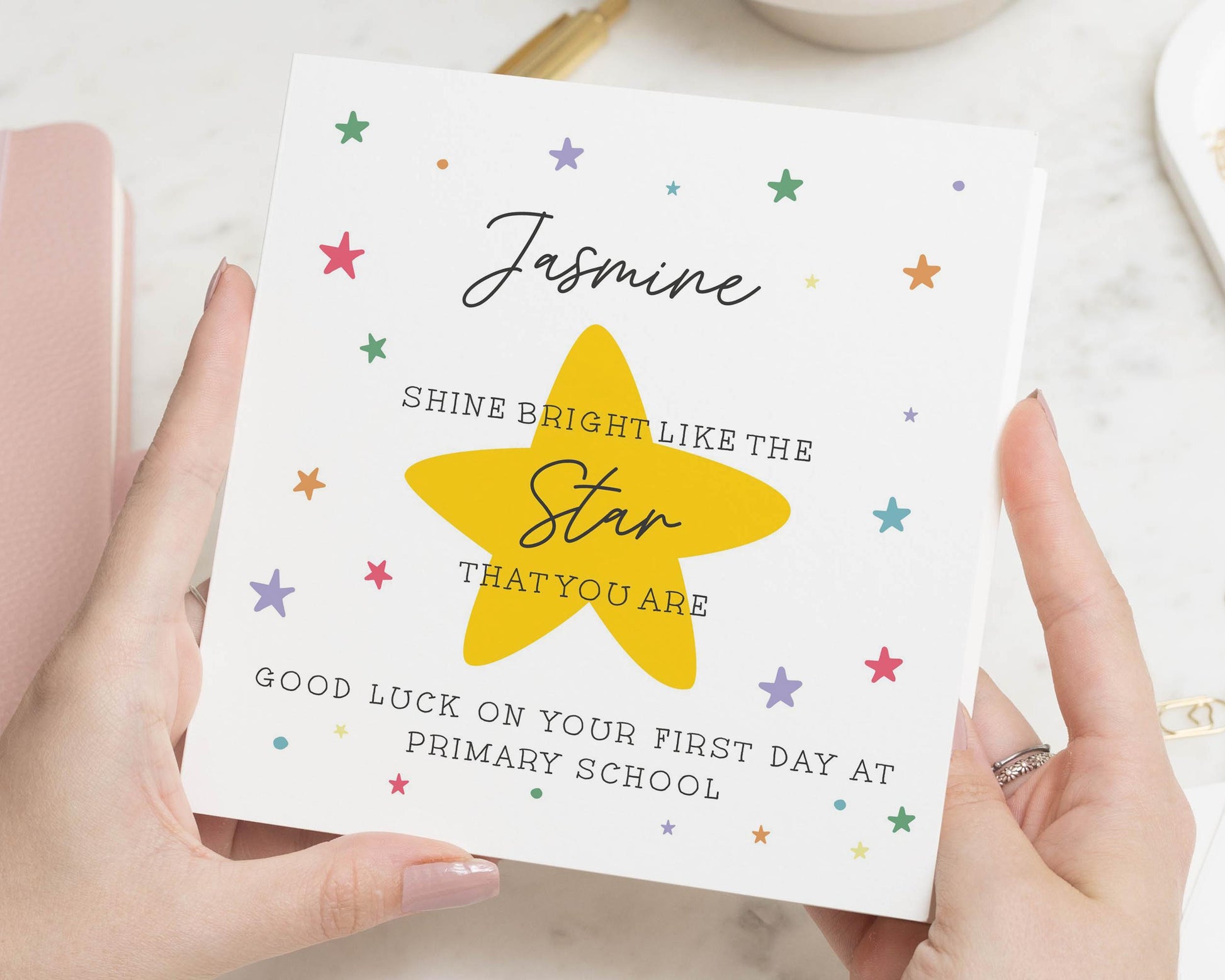 Good Luck Card for Girl, First Day at School Card, Personalised Star Card, Good Luck Card for Daughter, Cute Primary School Card