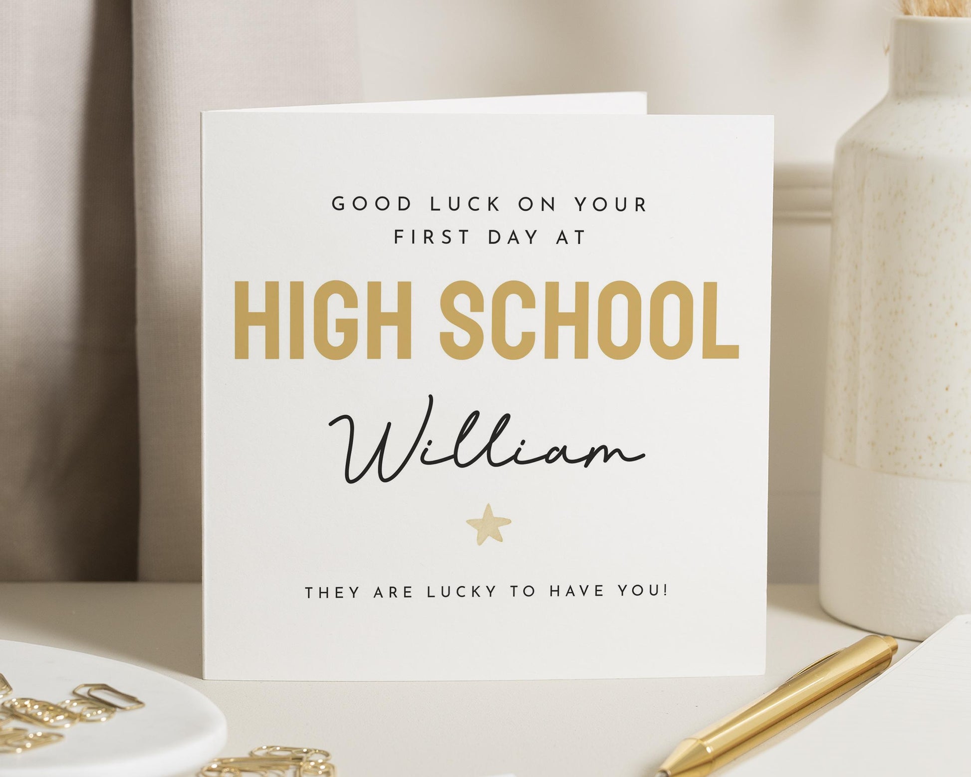 Good Luck Card for First Day at High School, Personalised Good Luck Card, Good Luck Card for Him, Good Luck Card for Her, School Card