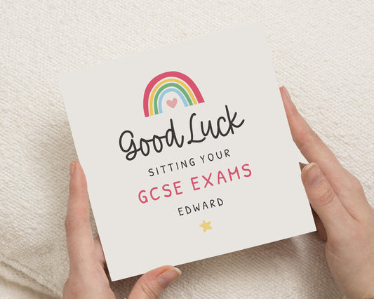 Good Luck Card, Exam Good Luck Card, GCSE Exams Card, Personalised Good Luck Card, Good Luck Card for Daughter, Son, Rainbow Card